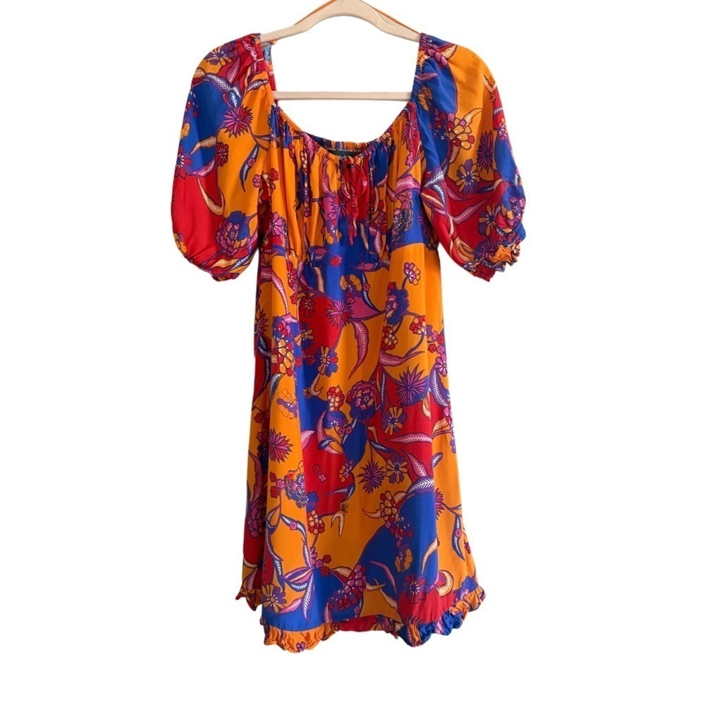 ModCloth Taking a Tropical Swirl Babydoll Dress Size L Boho Retro